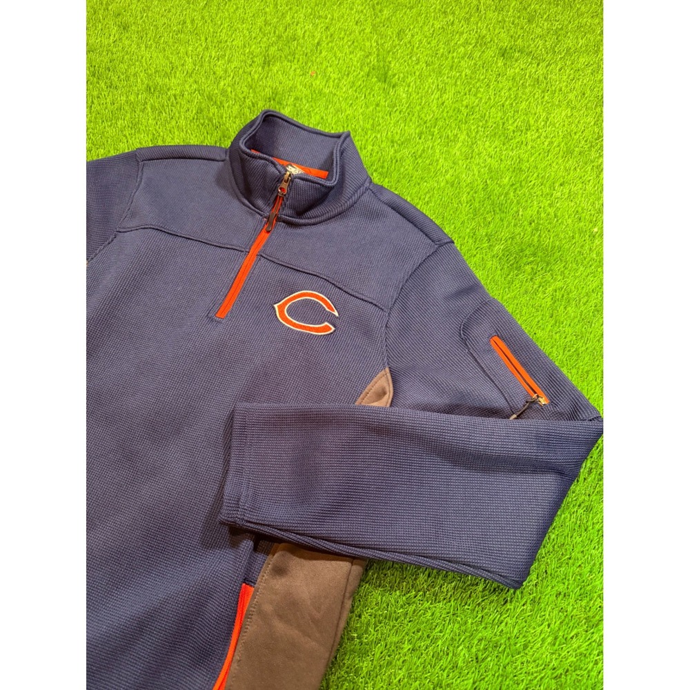 NFL Team Apparel Chicago Bears Quarter Zip Fleece Jacket Navy Blue Mens Small